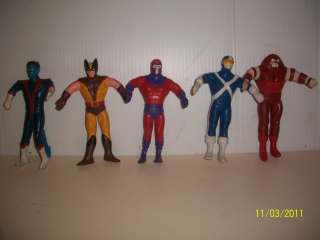 MARVEL ACTION FIGURES, 5 JUST TOYS, RUBBER, BENDABLE, 6   1990s 