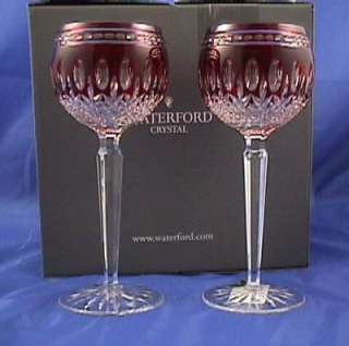 Waterford Clarendon Ruby Red Wine Hock Glasses NIB  