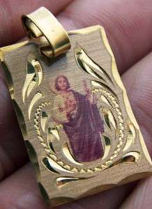 St Saint Jude Charm Pendant 14Kt Gilded Catholic Gift Boxed Medal 