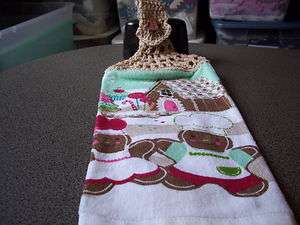Gingerbread House Cupcake Crochet Top Kitchen Towel  