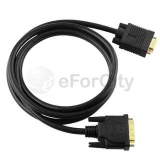 6Ft 1.8m Black DVI I(Duel Link) Male To VGA 15 Pin Male Cable Gold 