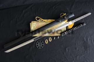 100%Handmade Carbon Steel Black Ninja Sword Iron Tsuba Full Tang Sharp 