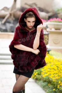 100% Real Genuine Knit Mink Fur Cape Stole Shawl Scarf Wrap Coat 