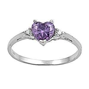   27ct Amethyst Ice CZ Heart Cut Promise Commitment Friendship Ring sz 7