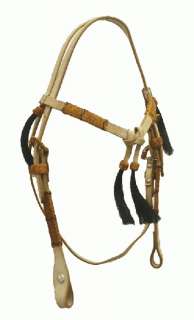 SHOWMAN Furturity Knot Headstall Rawhide and Tassles  