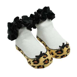 New Born Infant Baby Girls Babies Leopard Shoes Kids Toodler Socks 