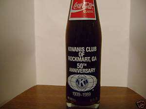 1989 Kiwanis Club of Rockmart, Ga. 10 oz Coke Bottle  