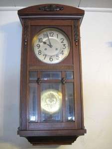 Mahogany German Box Clock   Time & Strike Circa 1940  