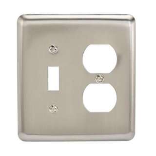 Amerelle 2 Gang Pewter Round Corner Toggle/Duplex Combination Wall 