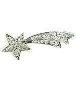 Shooting Star Silver Austian Crystal Brooch Pin  