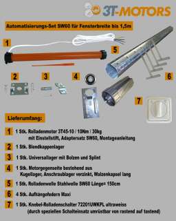 Rolladenmotor Rolladenschalter Rolladenwelle SW60 1,5m  