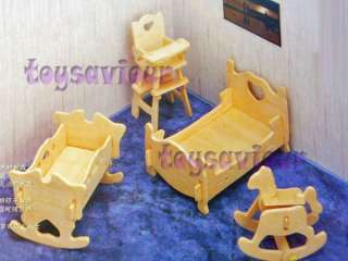 Woodcraft Construction Kit Child Bedroom Furniture Set (Miniature)