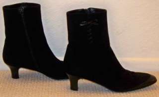 womens SALVATORE FERRAGAMO ankle boots black suede leather shoes Size 