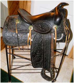 Vintage Antique Bona Allen Tooled Western Saddle, Collectible, Display 
