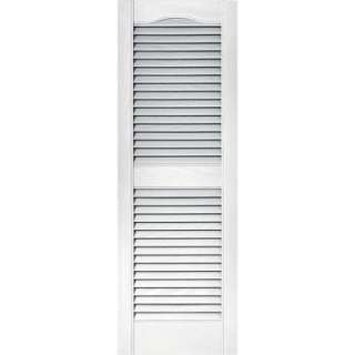 Builders Edge 15 in. x 43 in. Louvered Shutters Pair #001 White 
