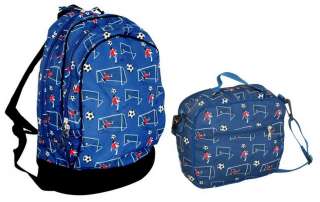  Backpack Book Lunch Box Bag Set Boys Soccer Ball Player Blue New