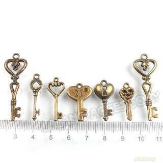 49pcs 142196 Mixed Styles Antique Key Alloy Charms Bronze Pendants 
