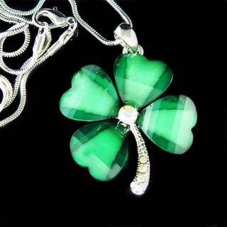 Irish Crystal ~Lucky CLOVER SHAMROCK~~ pendant Necklace  