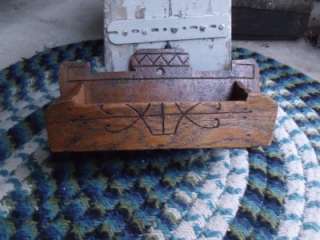   Primitive Antique 1800s Folk Art Wall Mount Wood Comb Box Candle Box