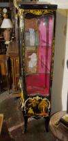French Lacquer Chinese Glass Display Cabinet  