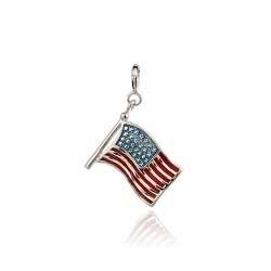 Sterling Silver & Enamel American Flag Charm / Pendant  