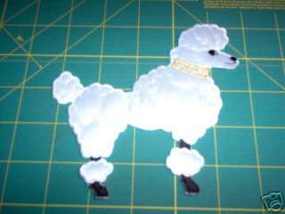 WHITE POODLE FOR YOUR 50S SKIRT WITH GOLD COLLAR APPLIQUE 
