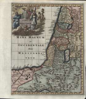   Lands 1729 Amsterdam original antique map w/ great cartouche  