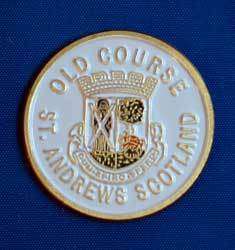GOLF GIFT   ST ANDREWS OLD COURSE BALL MARKER   WHITE  