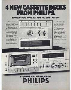 RARE 1980 Phillips 5631 Cassette Tape Deck Ad  