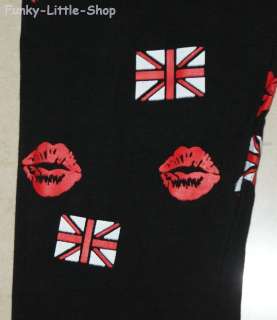 black lips & flag leggings tight pants rock emo pt400  