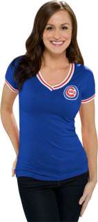 Chicago Cubs Womens Majestic V Neck Batter Up T Shirt  