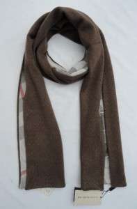 BNWT BURBERRY 100% Cashmere Large Warm Beige Brown Checked Scarf 