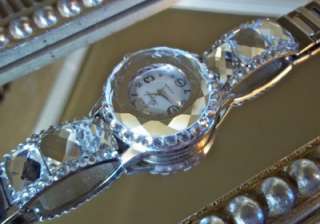 Vintage Style GLITZ & GLAM Mirror RHINESTONE Watch Bracelet COVERED IN 
