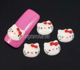 20pcs White Hello Kitty Head Nail Art Decoration Beads  
