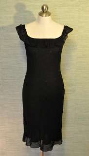 Vintage Ralph Lauren Smocked Black Ruffly Dress Size S  