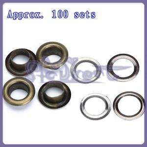 Wholesale 100 Sets Round Antique Brass Eyelets Metal Grommets 10mm 