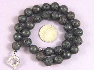 Necklace Lava 12mm Round Beads  