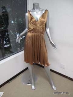 Lanvin Copper Sleeveless Gathered Front Dress 42  