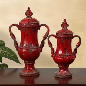 ST/2 FRENCH TUSCAN ITALIAN Old World PEDESTAL Urns Vases Jars  