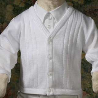 Baby Boys White Knit Baptism Christening Sweater 3M  