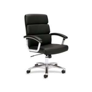 Basyx Executive Adjustable Height Work Chair   Black Leatherette 