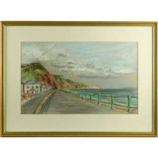 Margaret Ricketts Sea Front Sidmouth Devon Coastal Pastel Painting 