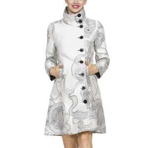 Desigual Abrig Nutell Coat 38 8 10 Silver & Black Embroidered Formal 