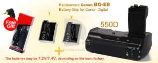   Batterie Poignée Grip Pour Canon 550D T2i +2x LP E8 B2F