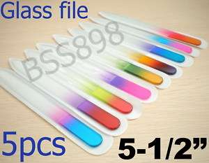 5pcs Glass Nail Files Durable Crystal File Case 5 1/2  
