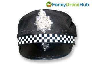BLACK AND WHITE POLICE HAT FANCY DRESS ACCESSORY  