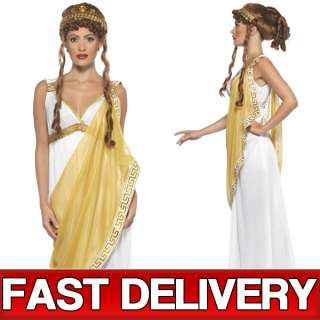 Ladies Helen Of Troy Roman Greek Fancy Dress Costume & Tiara Sizes 8 