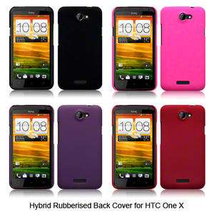 Hybrid Rubberised Back Cover Case For HTC One X / Solid Black, Purple 