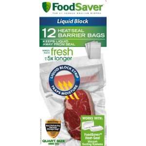 FoodSaver FSFSBFLB216 000 Liquid Block Heat Seal 1 Quart Bags, 12 