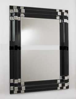 New Stunning Art Deco Black Block Wall Mirror  